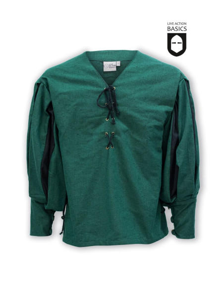 Lansquenete medieval shirt, green-black