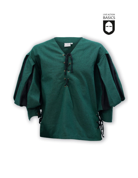 Lansquenete medieval shirt, green-black