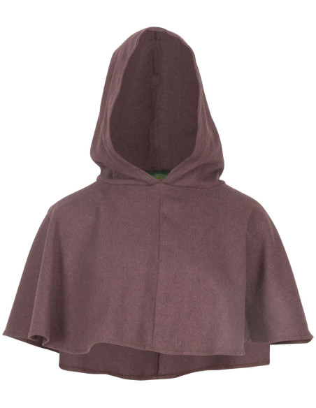 Medieval gugel in brown and black cotton