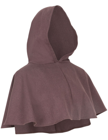 Medieval gugel in brown and black cotton