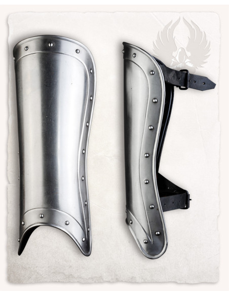 Medieval steel greaves Edward model