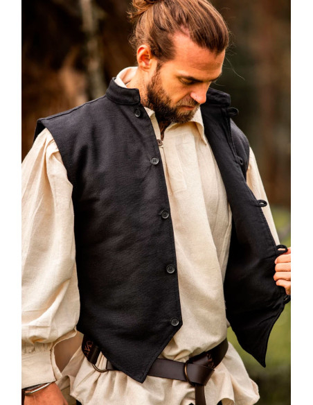 Medieval hand-knitted vest Irvin, black Medieval hand-knitted vest Irvin, black