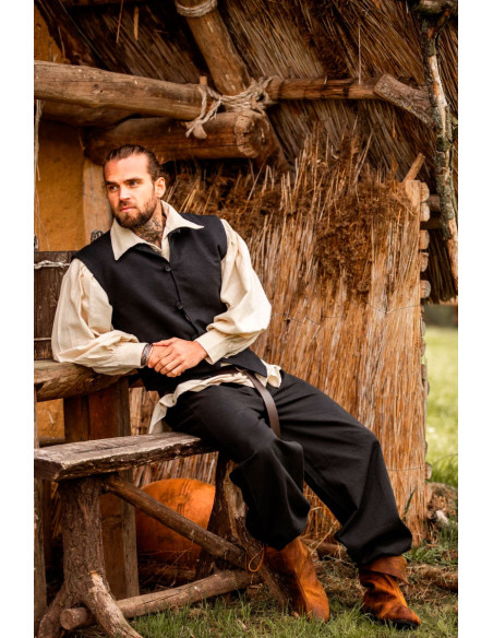 Medieval hand-knitted vest Irvin, black Medieval hand-knitted vest Irvin, black