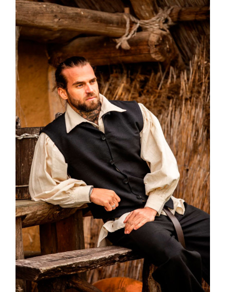 Medieval hand-knitted vest Irvin, black Medieval hand-knitted vest Irvin, black