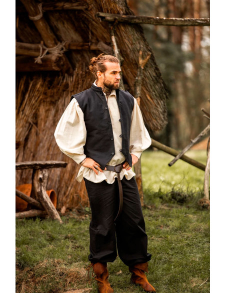 Medieval hand-knitted vest Irvin, black Medieval hand-knitted vest Irvin, black