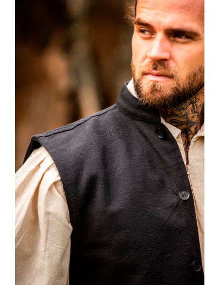 Medieval hand-knitted vest Irvin, black Medieval hand-knitted vest Irvin, black
