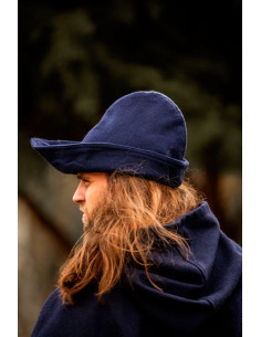 Robin Hood hat in blue wool 2