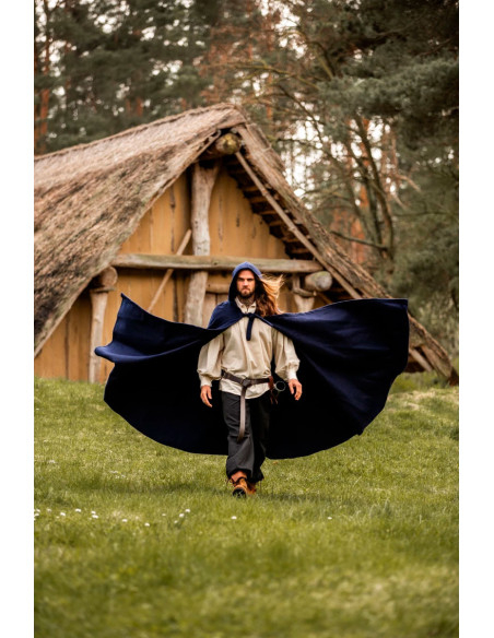 Long medieval cape model Boil, blue...