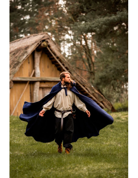 Long medieval cape model Boil, blue...