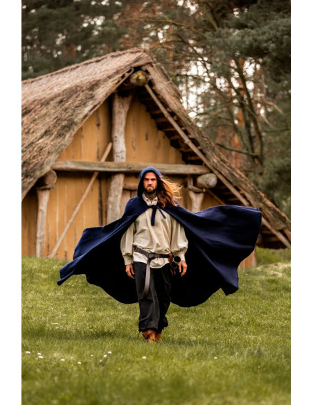 Long medieval cape model Boil, blue...