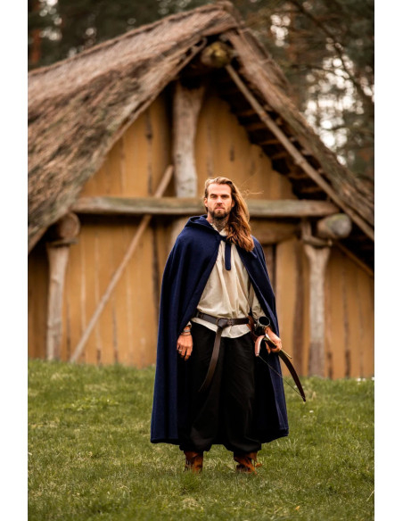 Long medieval cape model Boil, blue...