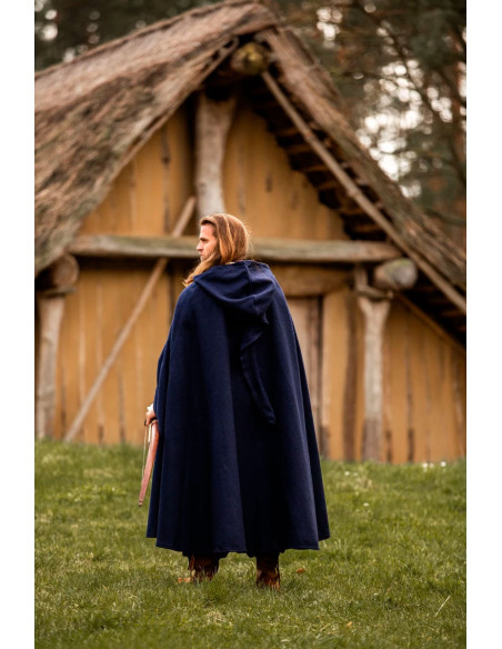 Long medieval cape model Boil, blue...