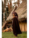 Long medieval cape model Boil, brown 131 cm.