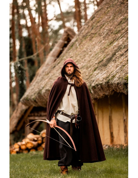 Long medieval cape model Boil, brown...
