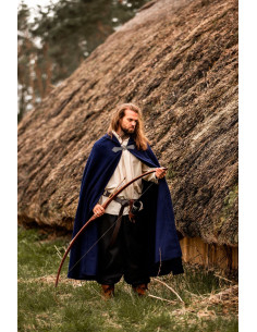 Medieval wool cape Tjark model, blue color