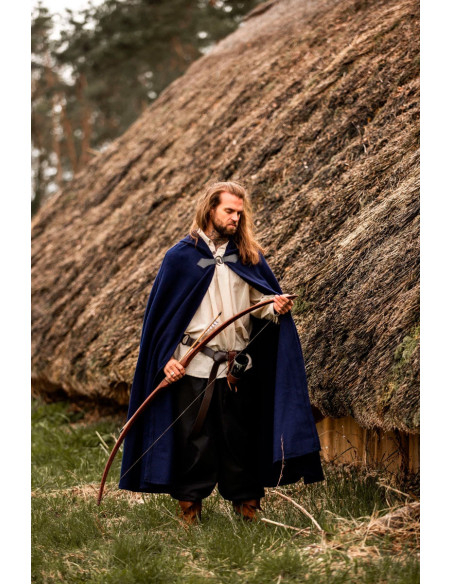 Medieval wool cape Tjark model, blue...