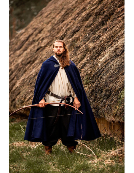 Medieval wool cape Tjark model, blue...