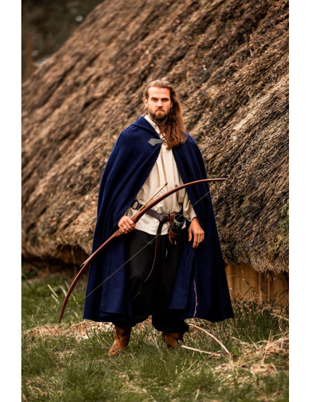 Medieval wool cape Tjark model, blue...