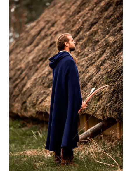 Medieval wool cape Tjark model, blue...