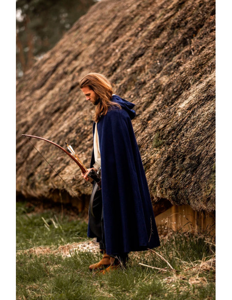 Medieval wool cape Tjark model, blue...