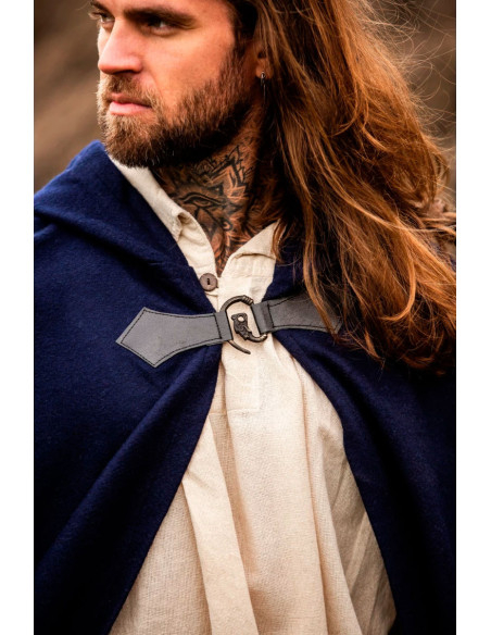 Medieval wool cape Tjark model, blue...