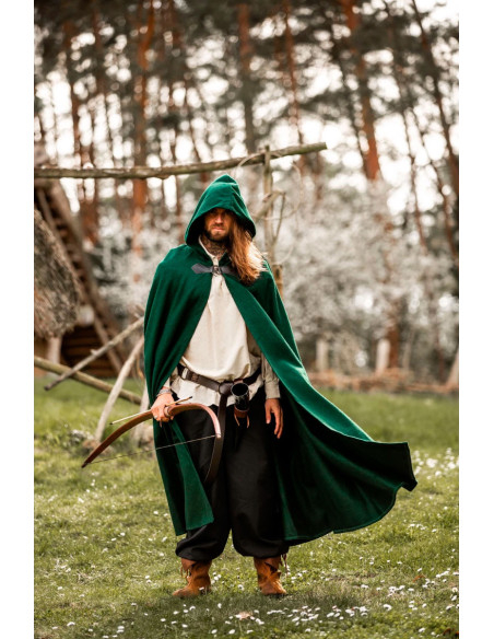 Medieval wool cape Tjark model, green...