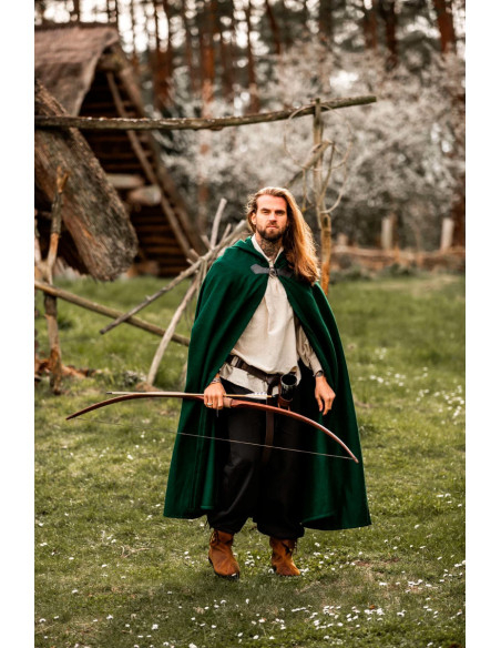 Medieval wool cape Tjark model, green...