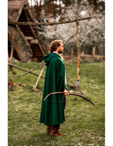 Medieval wool cape Tjark model, green...