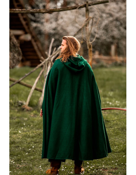 Medieval wool cape Tjark model, green...