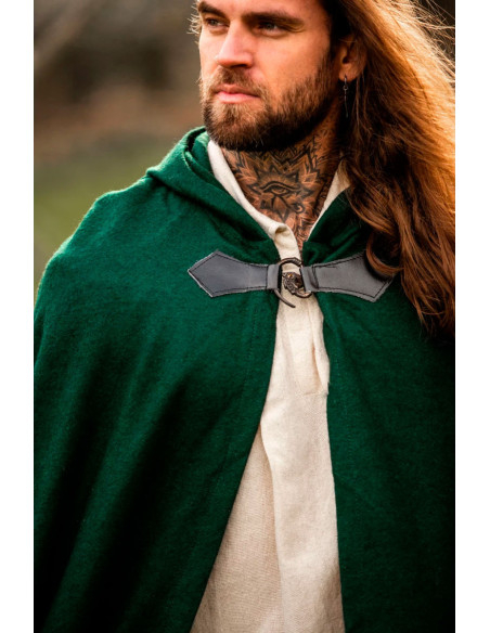 Medieval wool cape Tjark model, green...