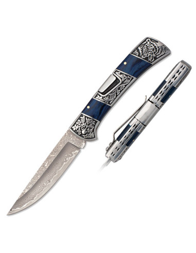 Albainox brand knife damascus blue stamina (21.8 cm.)