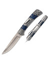 Albainox brand knife damascus blue stamina (21.8 cm.)