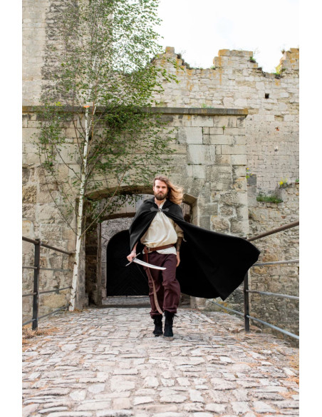 Medieval wool cape Tjark model, black...