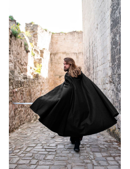 Medieval wool cape Tjark model, black...