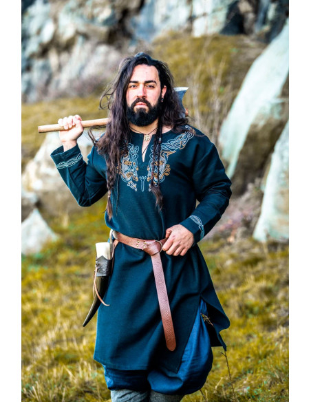 Leather belt with Celtic print, brown...