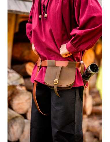 Medieval leather bag Udo model, brown