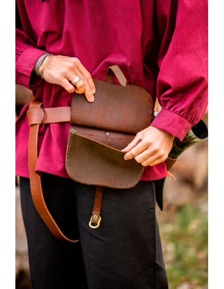 Medieval leather bag Udo model, brown