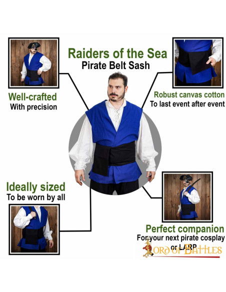 Medieval Pirate black canvas belt