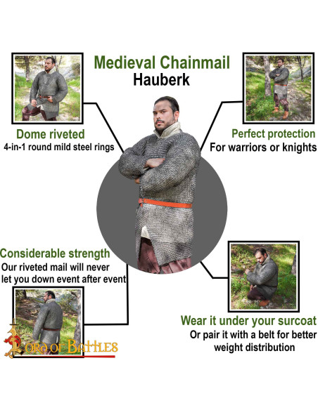 Steel chain mail round rings Hauberk...