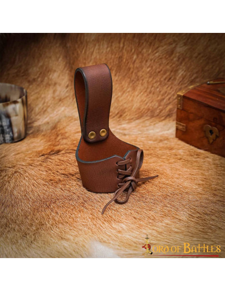 Medieval leather baldric for horns,...