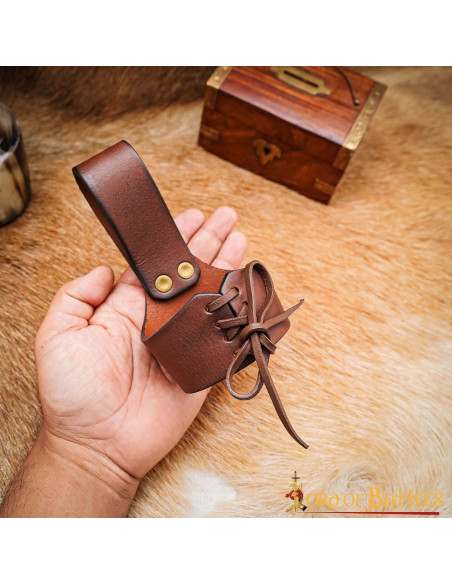 Medieval leather baldric for horns,...