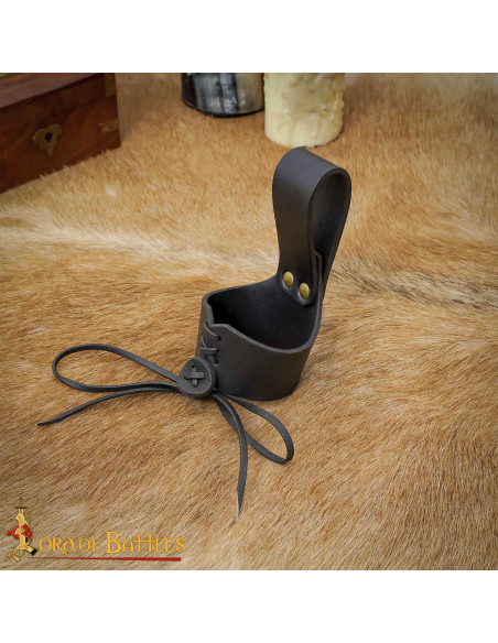 Medieval leather baldric for horns,...