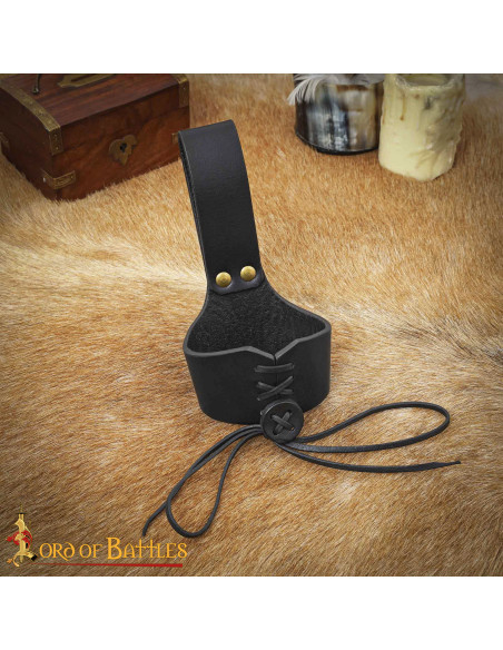 Medieval leather baldric for horns,...