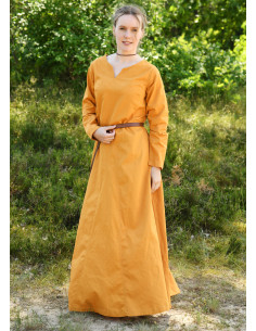 Viking dress for women model Milla, mustard yellow