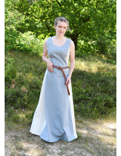 Medieval sleeveless dress model Jarle, blue-natural 2