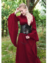 Long medieval dress with trumpet sleeves, red color