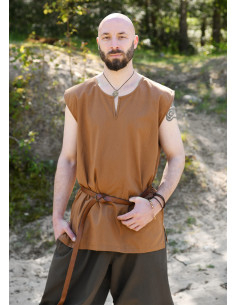 Medieval sleeveless tunic model Clement, brown