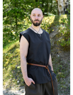 Medieval sleeveless tunic model Clement, dark blue 2