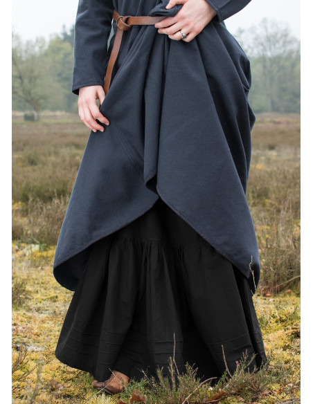Long medieval skirt in cotton, black Long medieval skirt in cotton, black