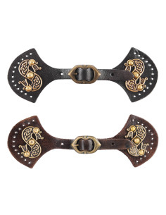 Closure of medieval leather cape model dragons